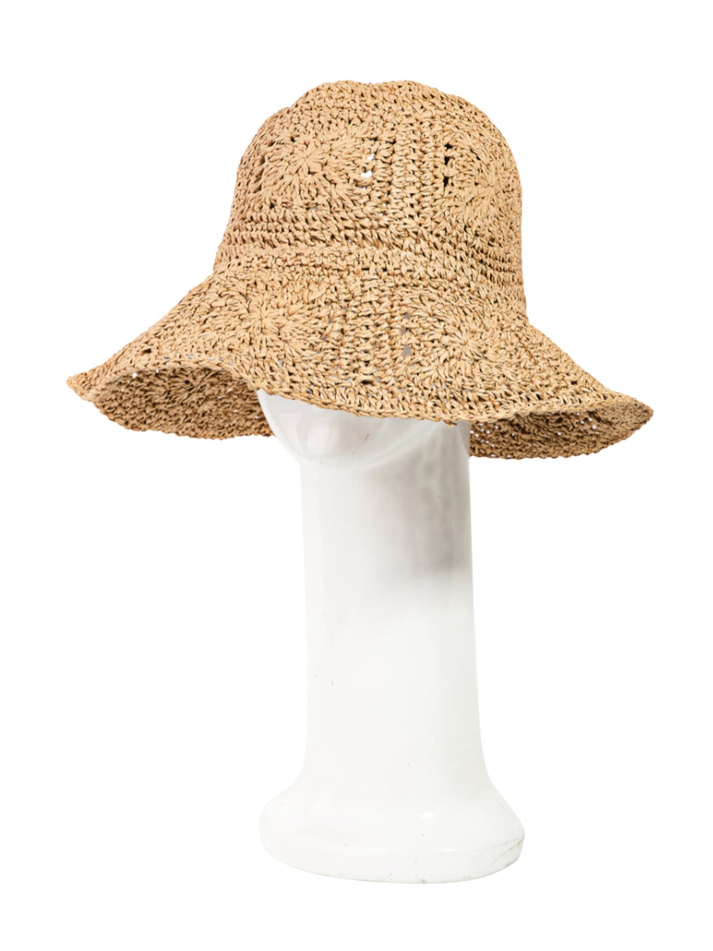 Square Pattern Knit Bucket Hat - Khaki