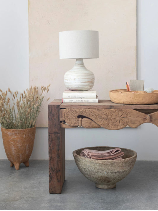 Hand-Carved Reclaimed Wood Console Table (PICK UP ONLY)