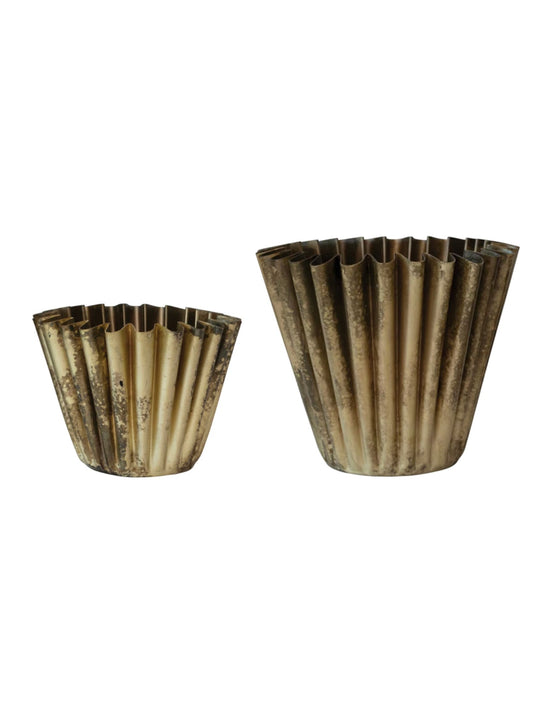 Brass Fluted Metal Planter