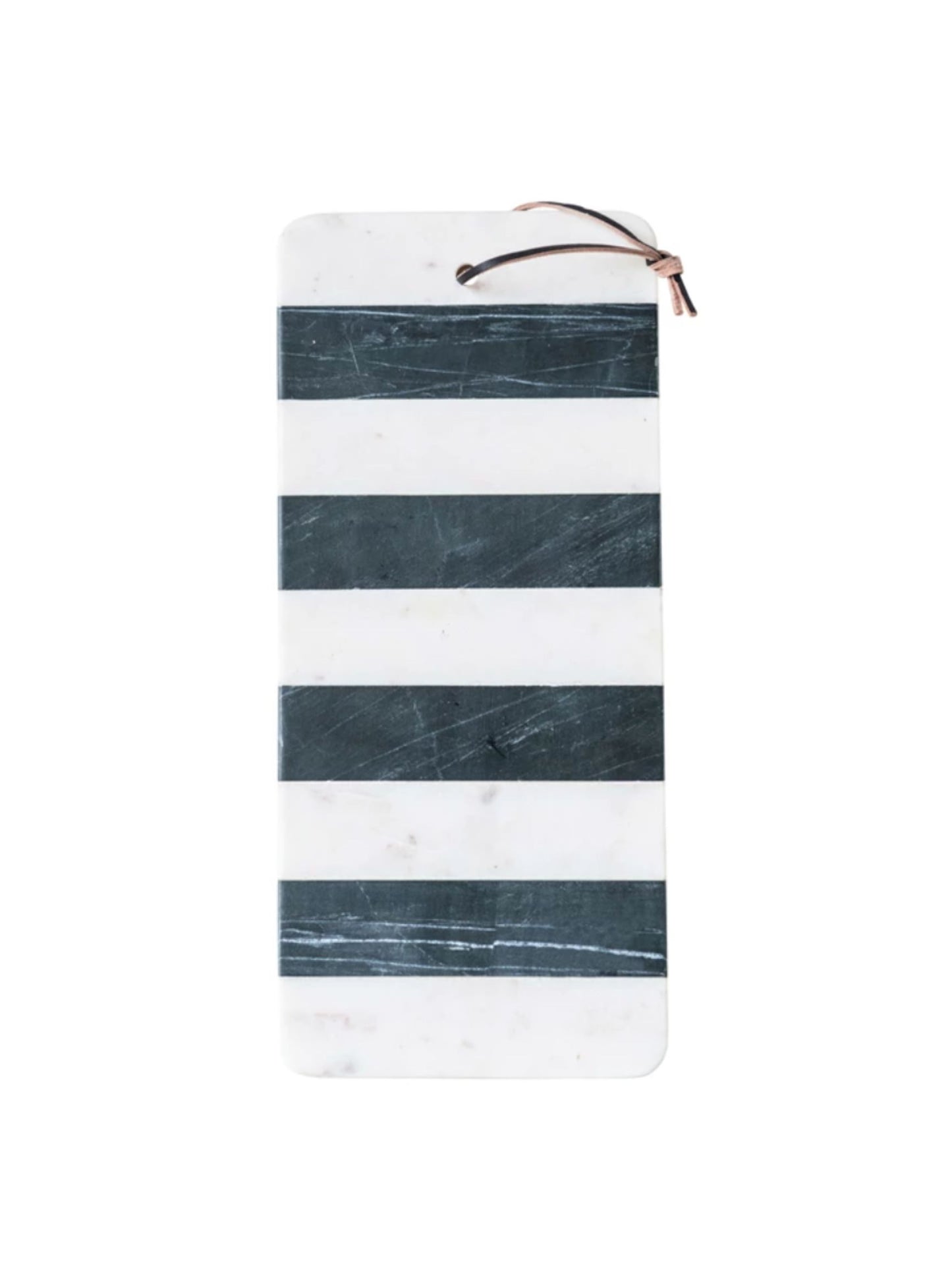 Black & White Marble Cheese/Cutting Board w/ Stripes & Leather Tie (PICK UP ONLY)
