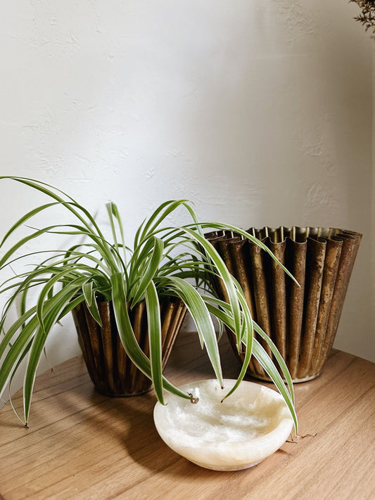 Brass Fluted Metal Planter