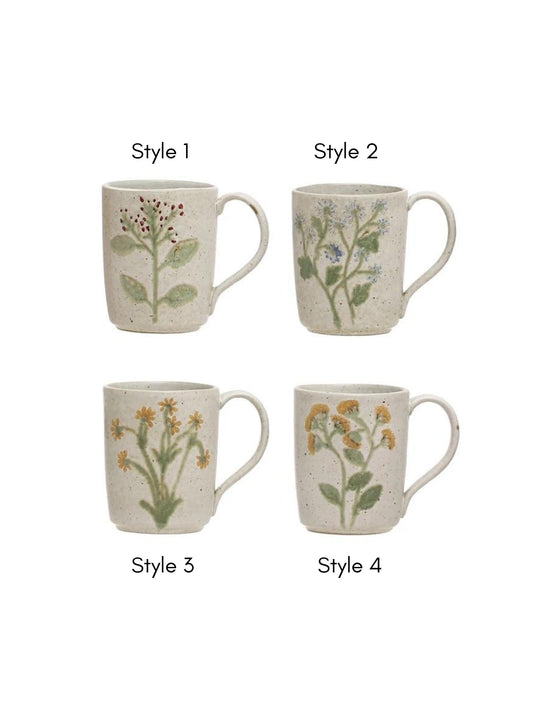 12 oz. Stoneware Mug w/ Botanicals