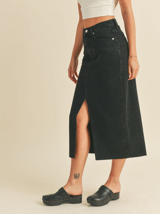 Black Denim Maxi Skirt