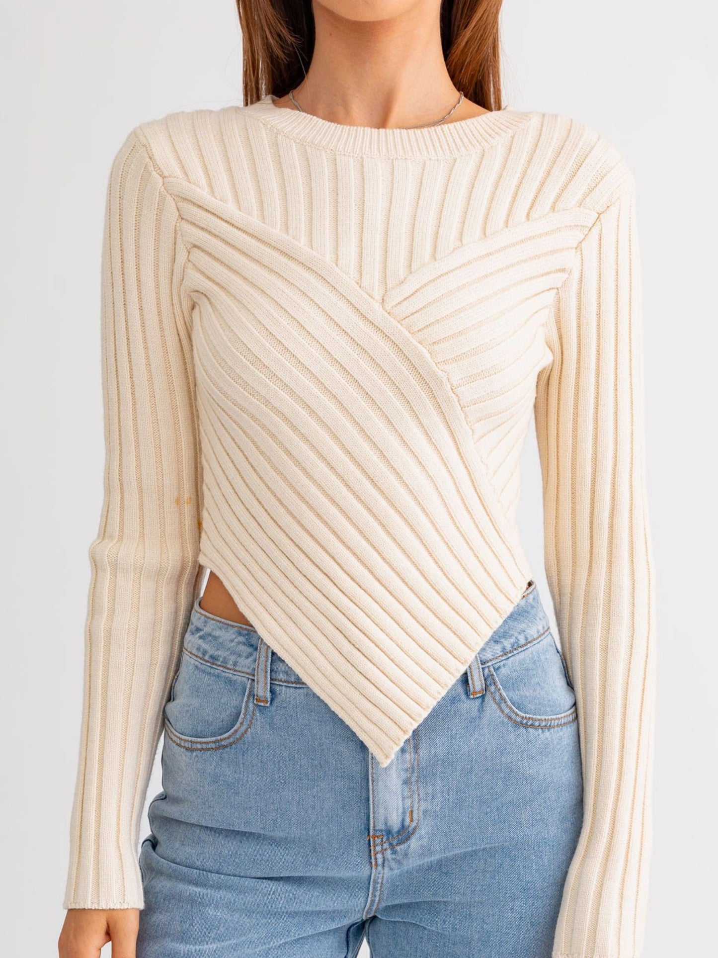 Scarf Hem Long Sleeve Top