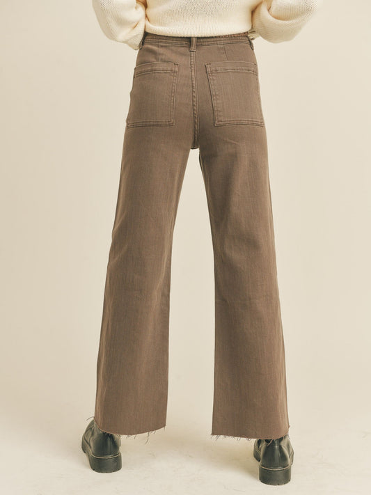 Franny Straight Wide Leg Pants - Brown