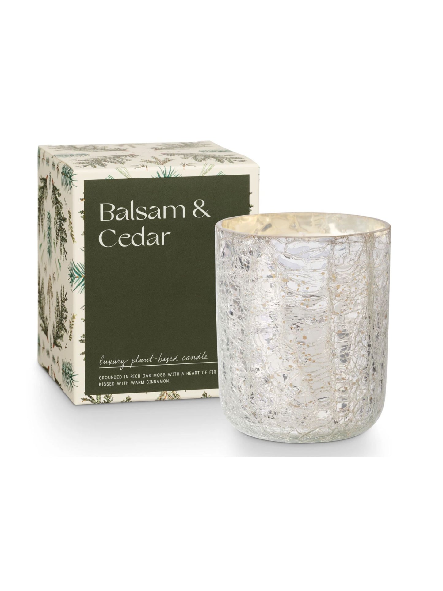 Balsam & Cedar Small Boxed Crackle Glass Candle