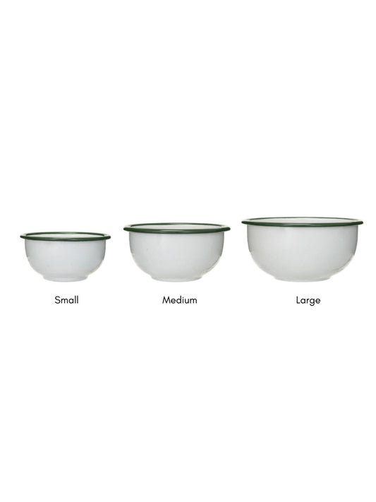 Enameled Bowls w/ Green Rim