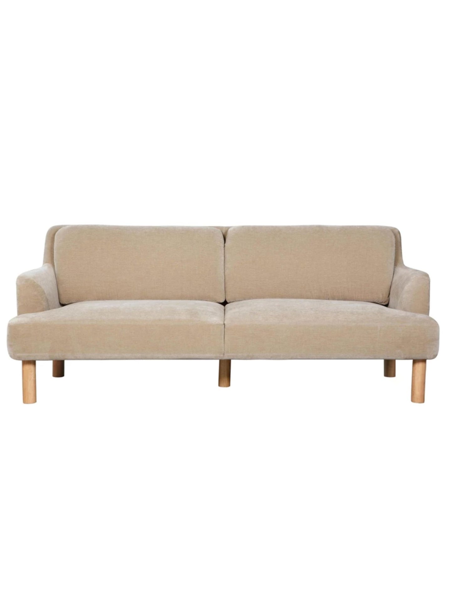 Velvet Upholstered Sofa w/ Oak Wood Legs - Pick Up Only