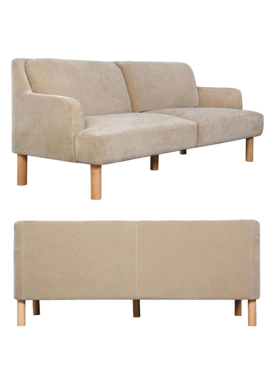 Velvet Upholstered Sofa w/ Oak Wood Legs - Pick Up Only