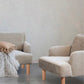 Velvet Upholstered Chair w/ Oak Wood Legs