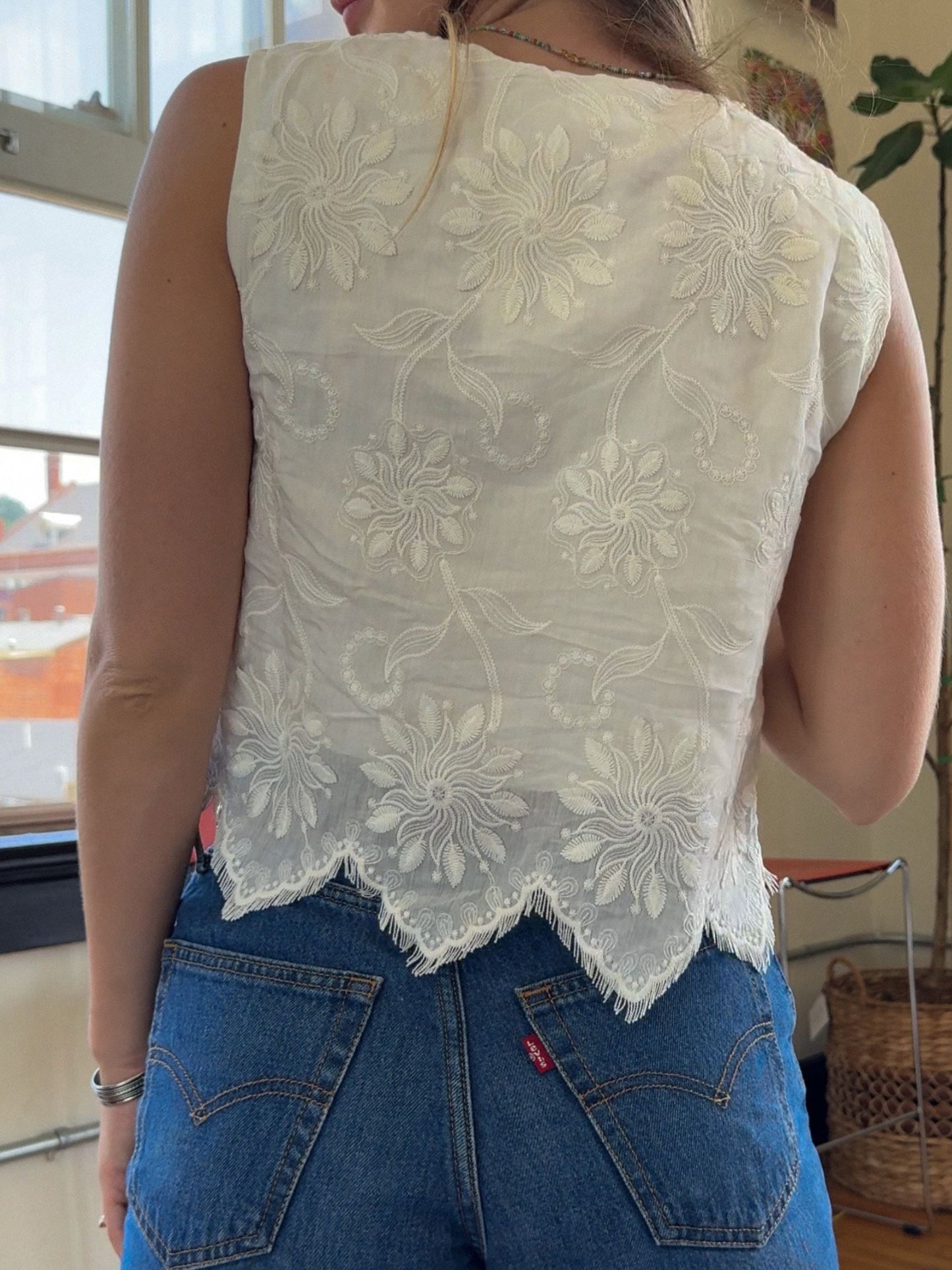 Floral Embroidery Tank