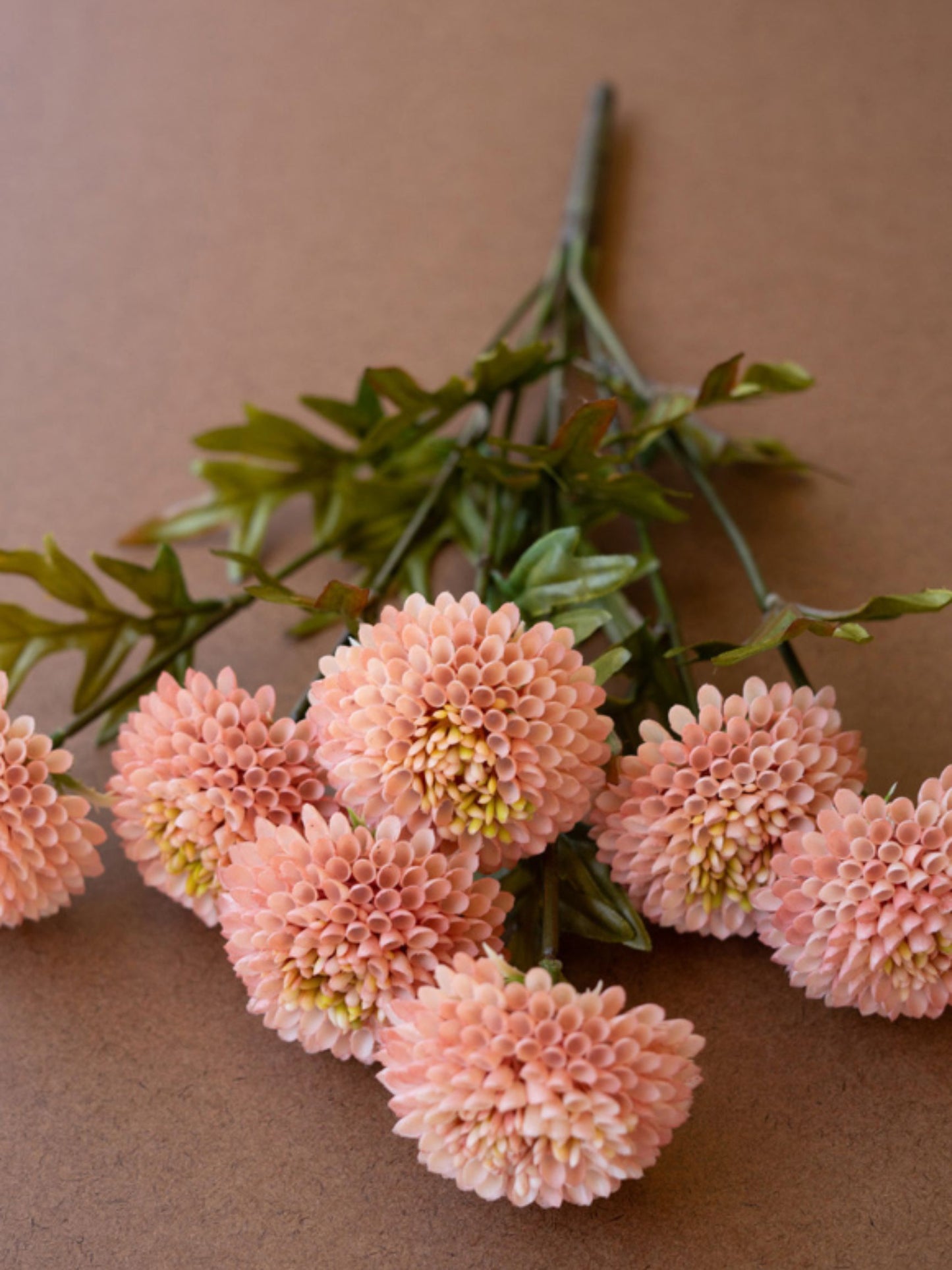 Bundle of 7 Artificial Light Pink Ball Dahlias