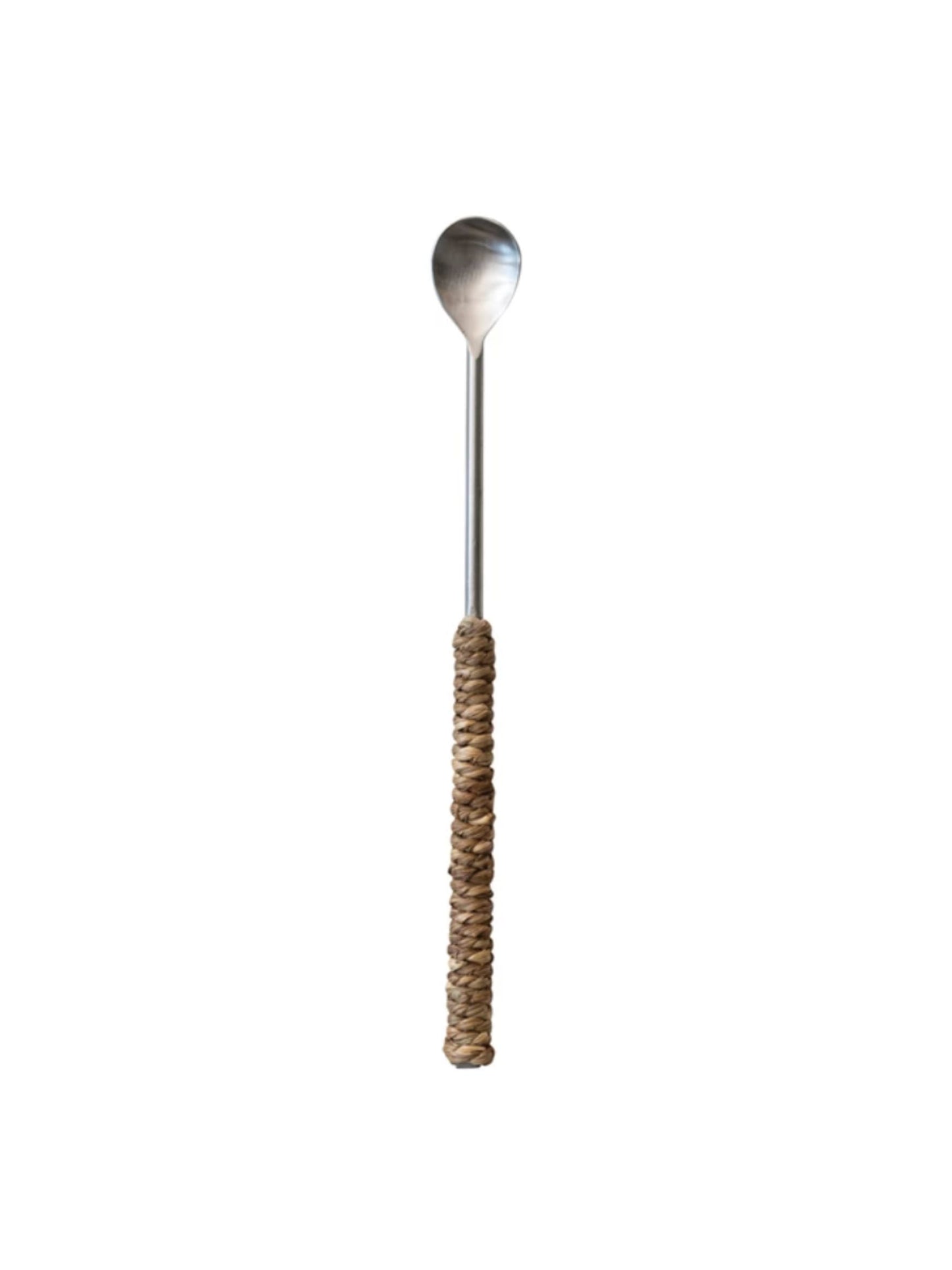 Stainless Steel Cocktail Spoon w/ Seagrass Wrapped Handle