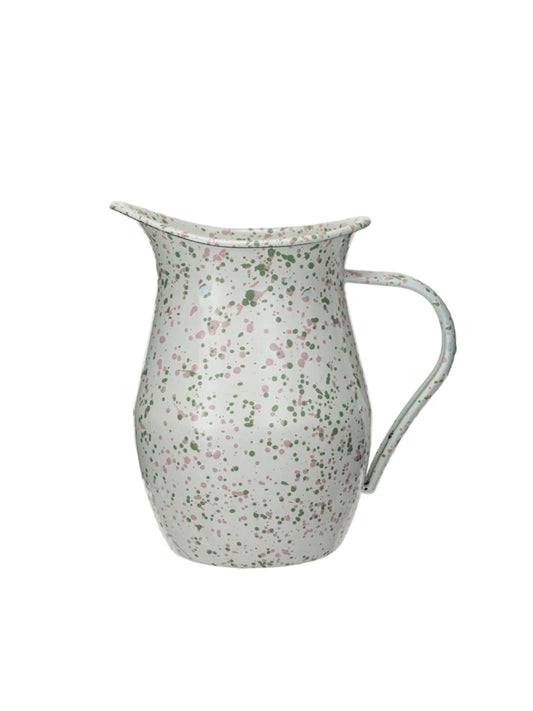 1 Quart Enameled Metal Splatterware Pitcher