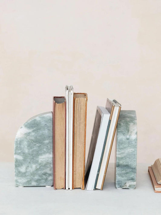 Marble Bookends, Green Melange (Pick-Up ONLY)