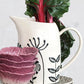 62 oz. Hand-Painted Stoneware Pitcher w/ Embossed Flowers