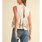 Embroidered Pleated Peplum Top