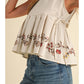 Embroidered Pleated Peplum Top