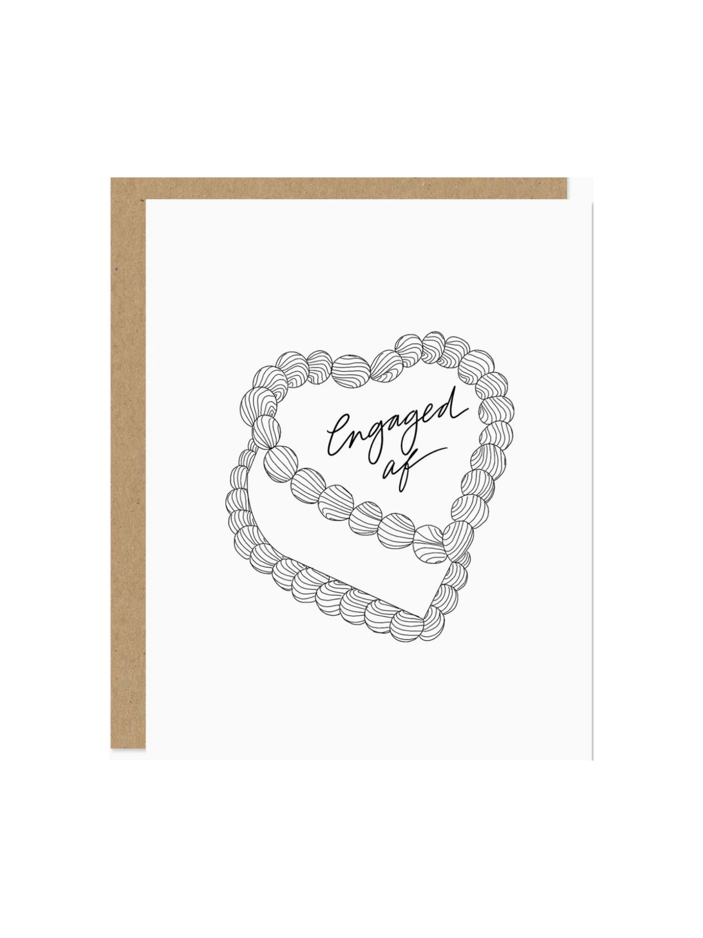 Engaged Af Heart-Shaped Cake Card