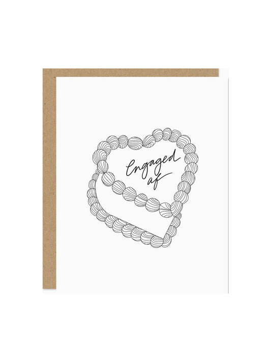 Engaged Af Heart-Shaped Cake Card