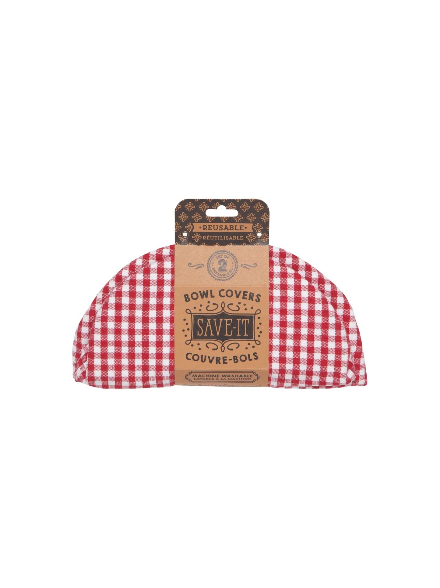 Red Gingham Bowl Covers Set of 2