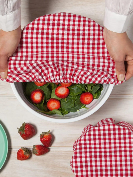 Red Gingham Bowl Covers Set of 2