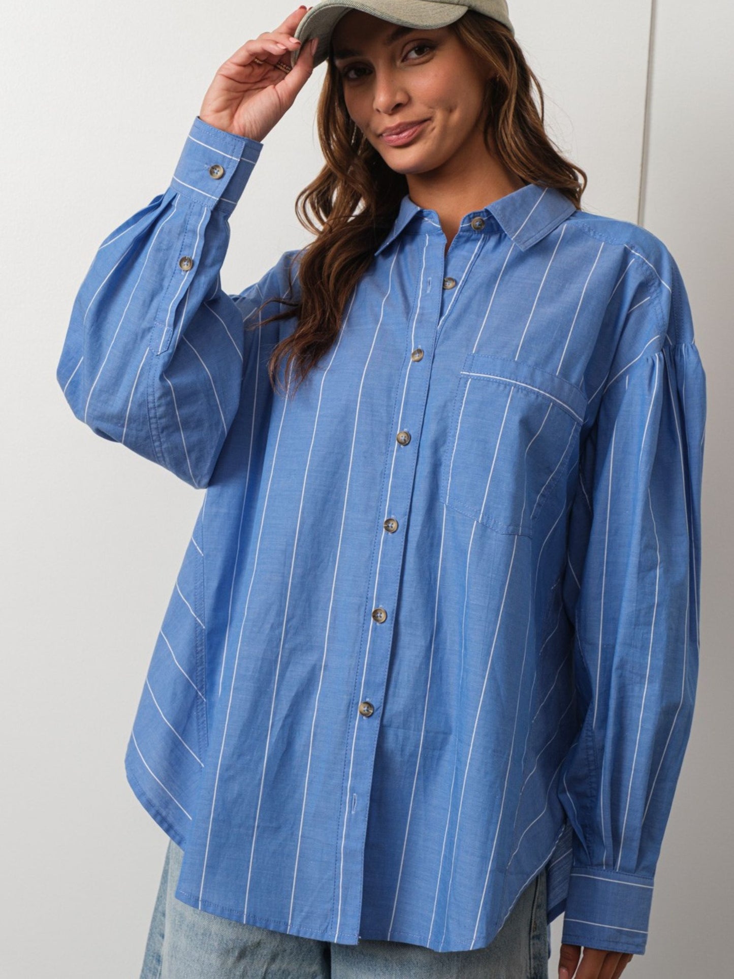 Striped Relaxed Fit Drop Shoulder Shirt