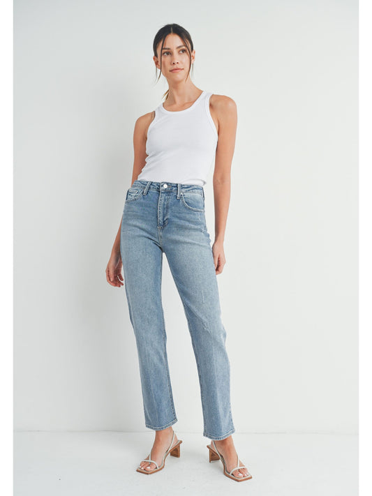 Full Length Straight Denim - Medium Wash