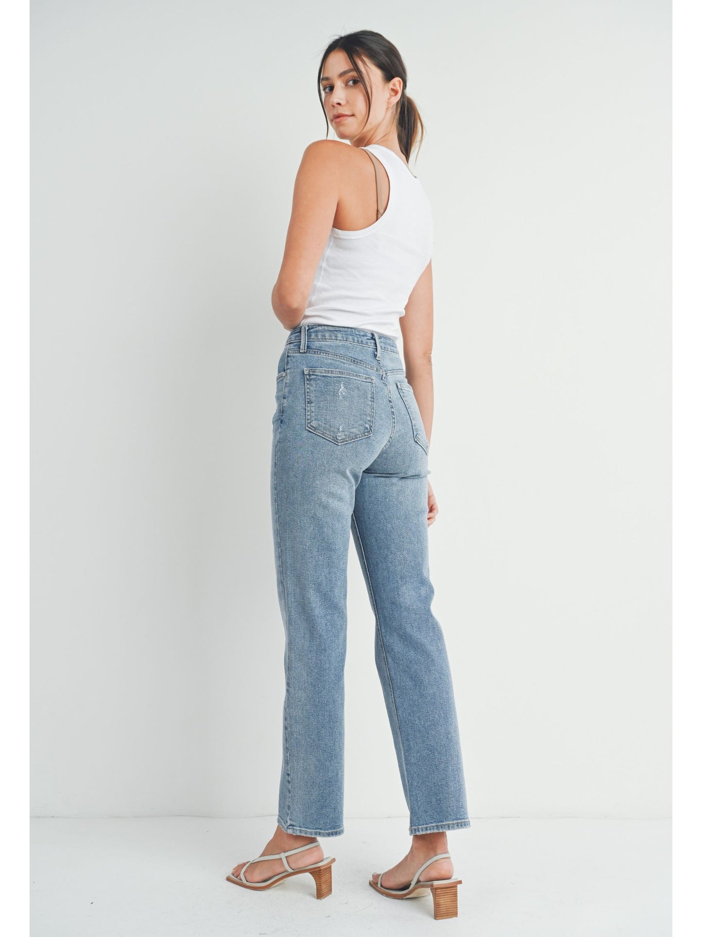 Full Length Straight Denim - Medium Wash