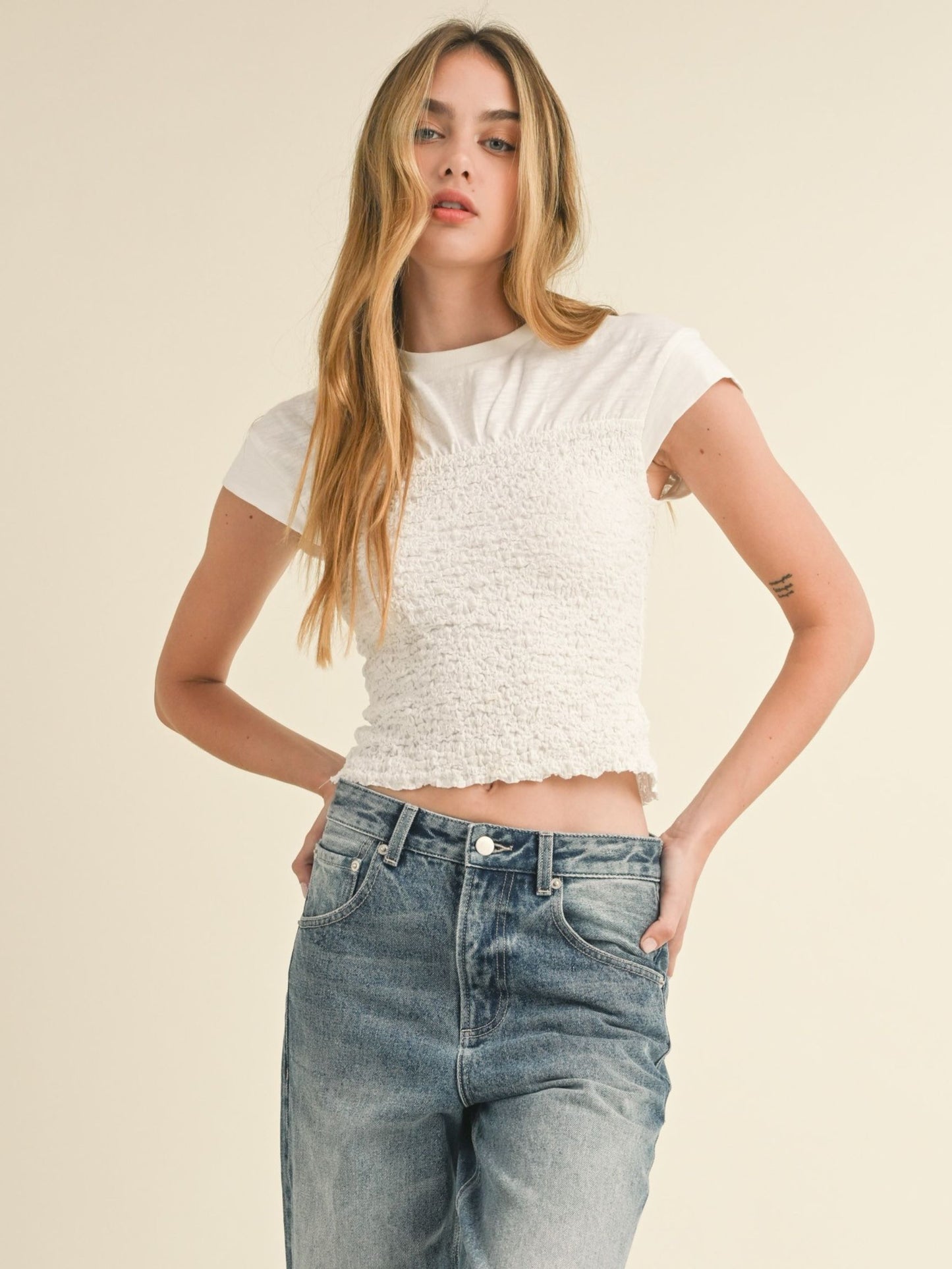 Crinkled Fabric Top