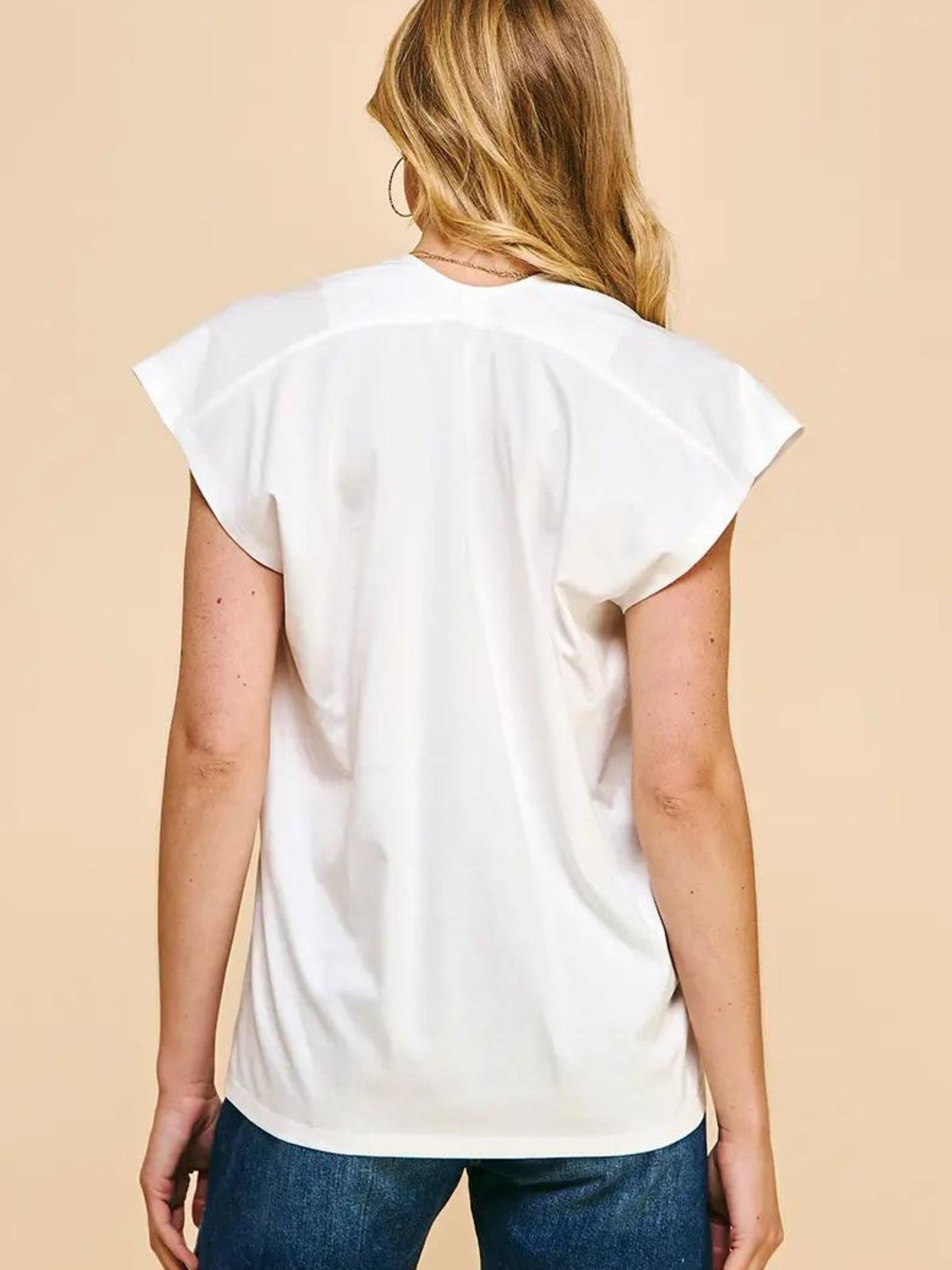 Cap Sleeves V-Neck Top