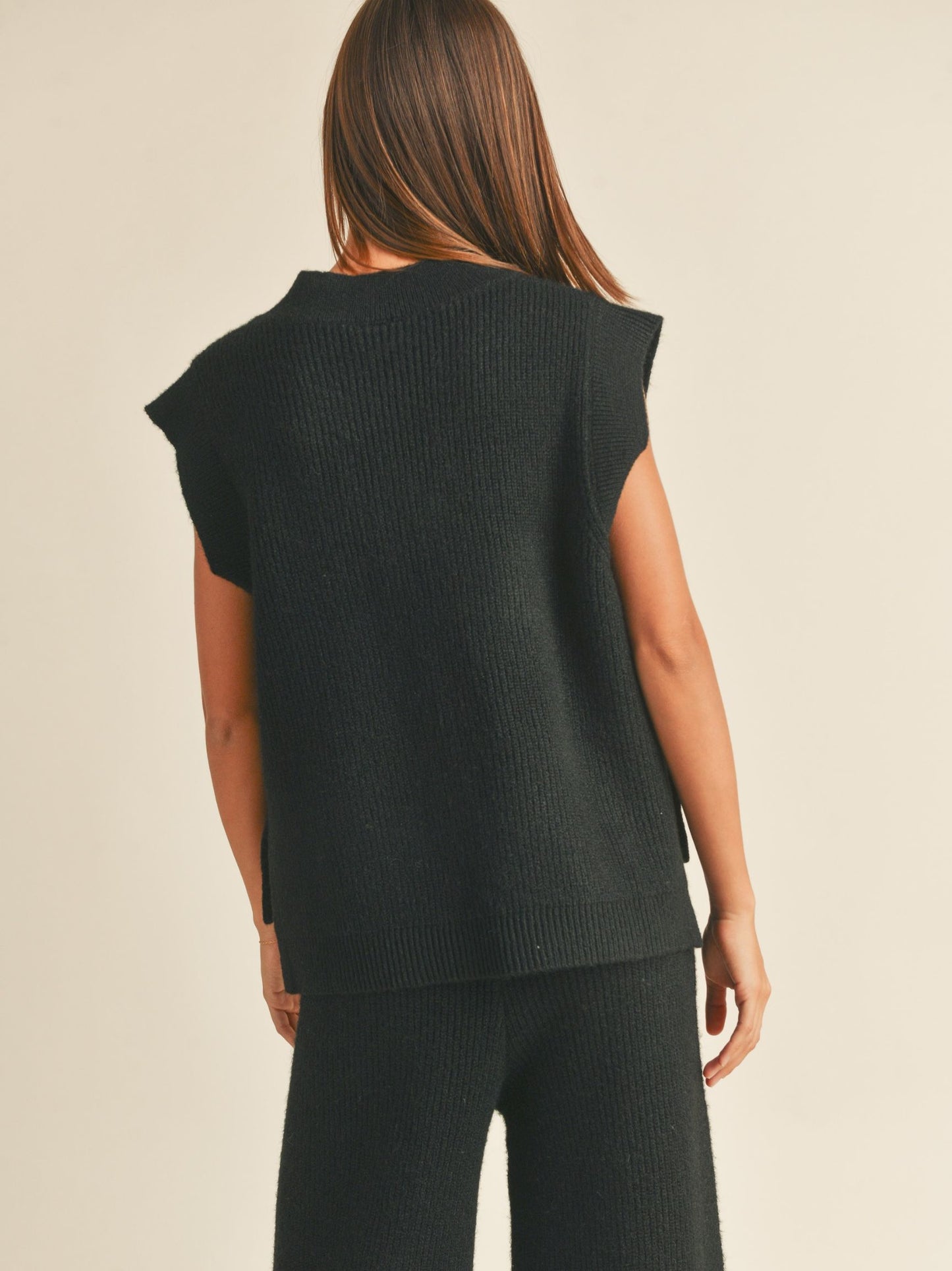 Gracie Sweater Vest Top - Black