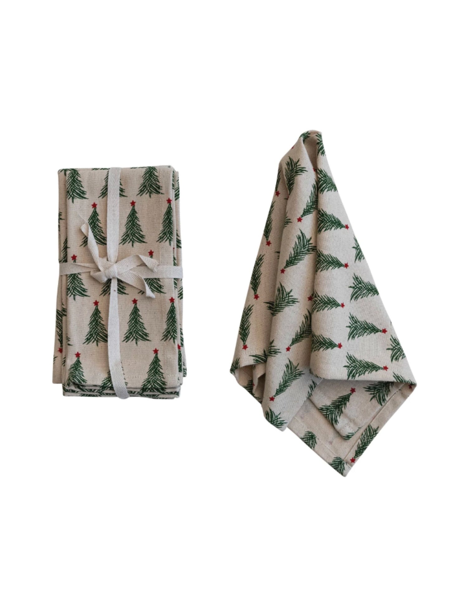 Printed Napkins w/ Christmas Tree Pattern, Set of 4