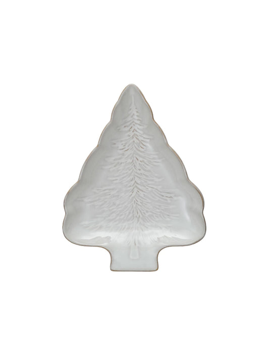 Ivory Tree Shaped Plate w/ Tree Design