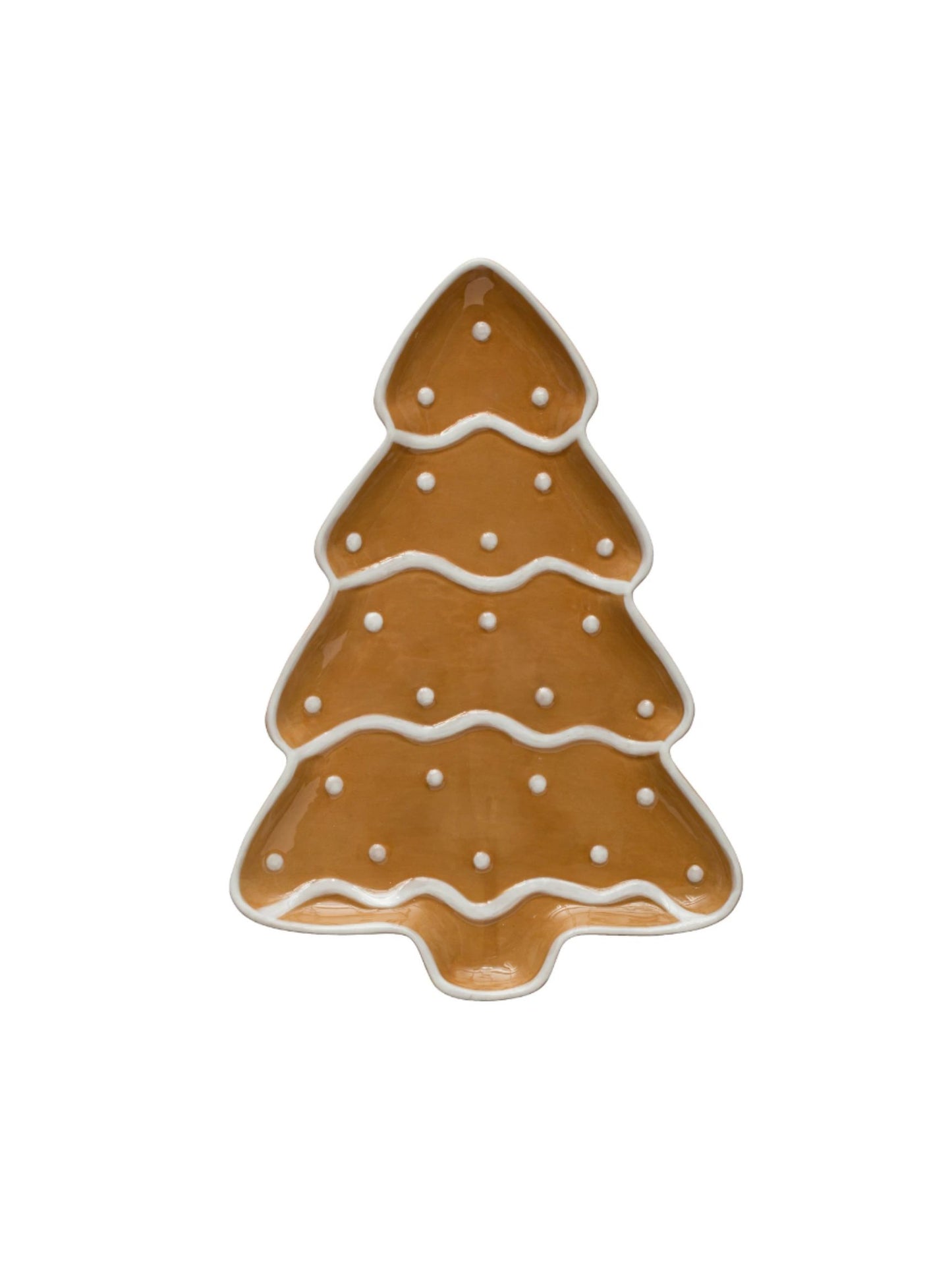 Hand-Painted Ceramic Gingerbread Tree Shaped Platter