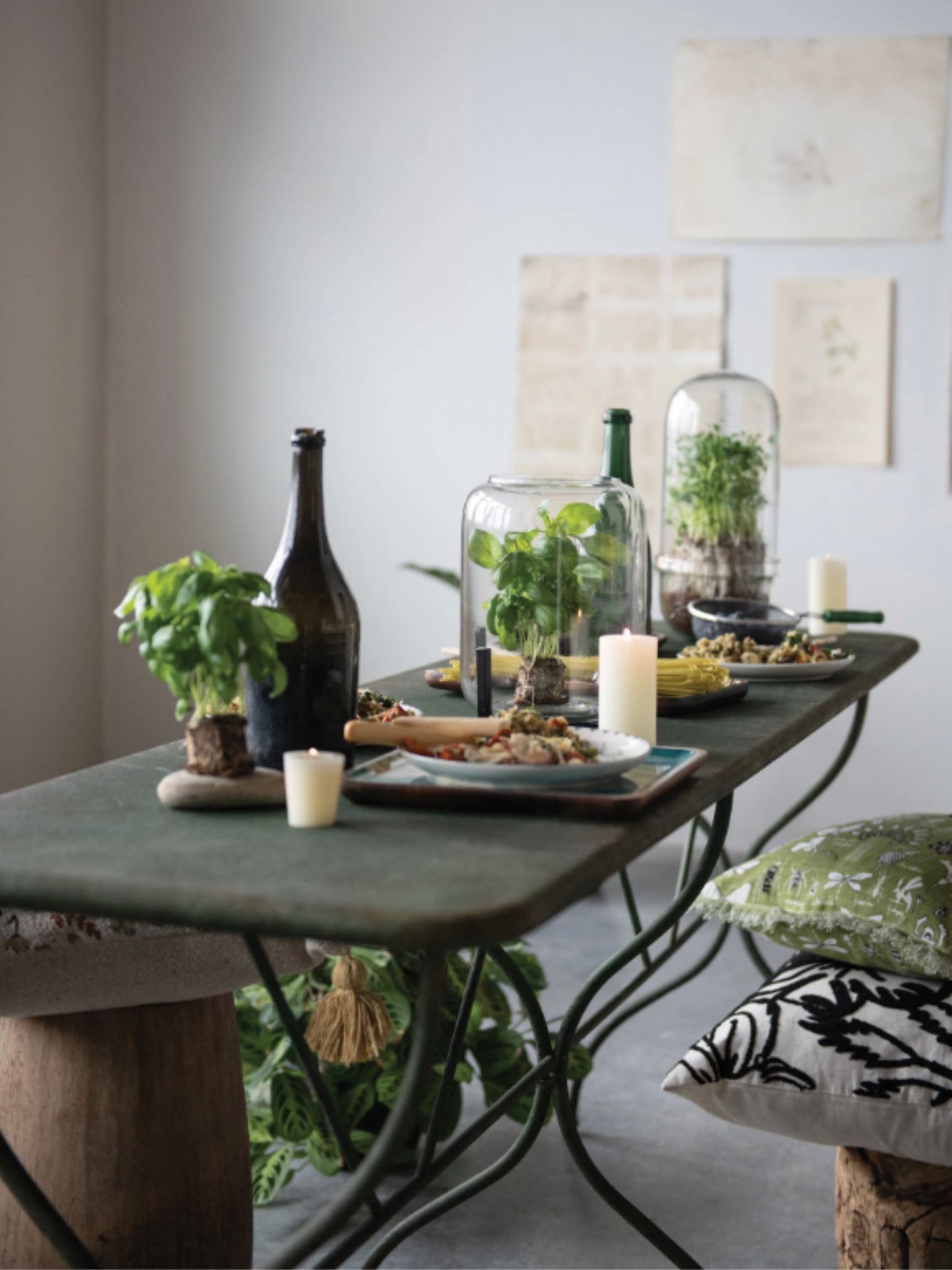 Distressed Green Finish Metal Table