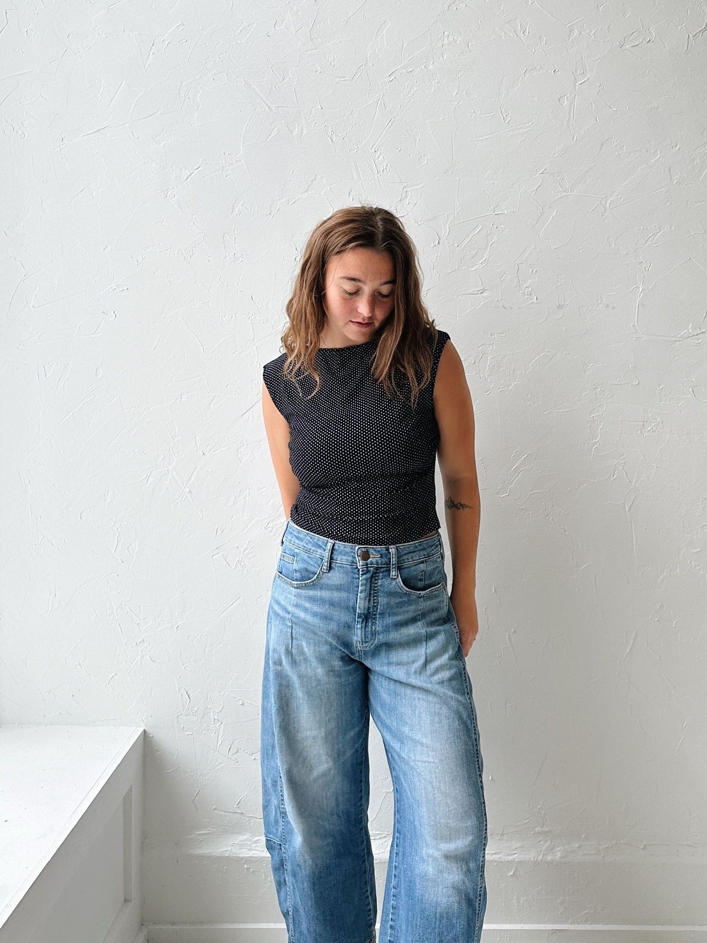 Boat Neck Polka Dot Top