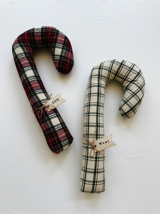 Plaid Candy Cane Pillow