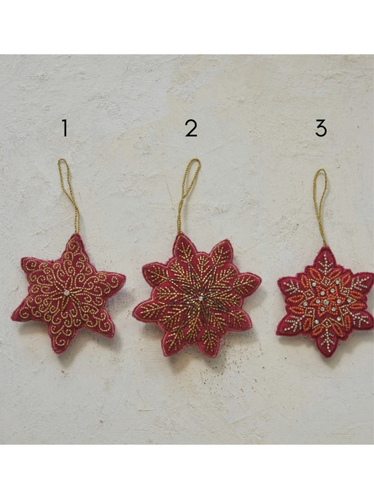 Beaded Velvet Snowflake Ornament