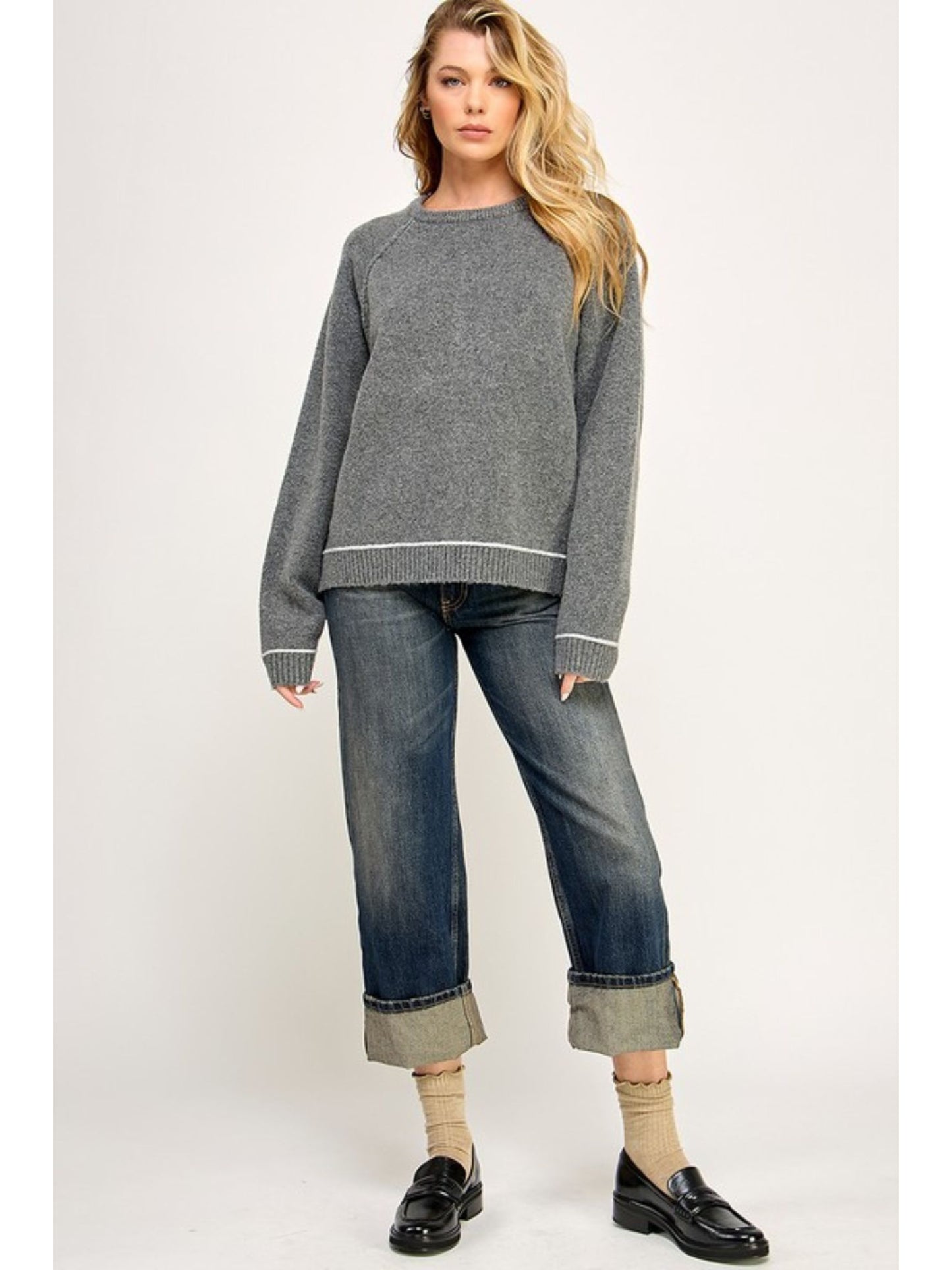 Speckled Ribbed Knit Sweater