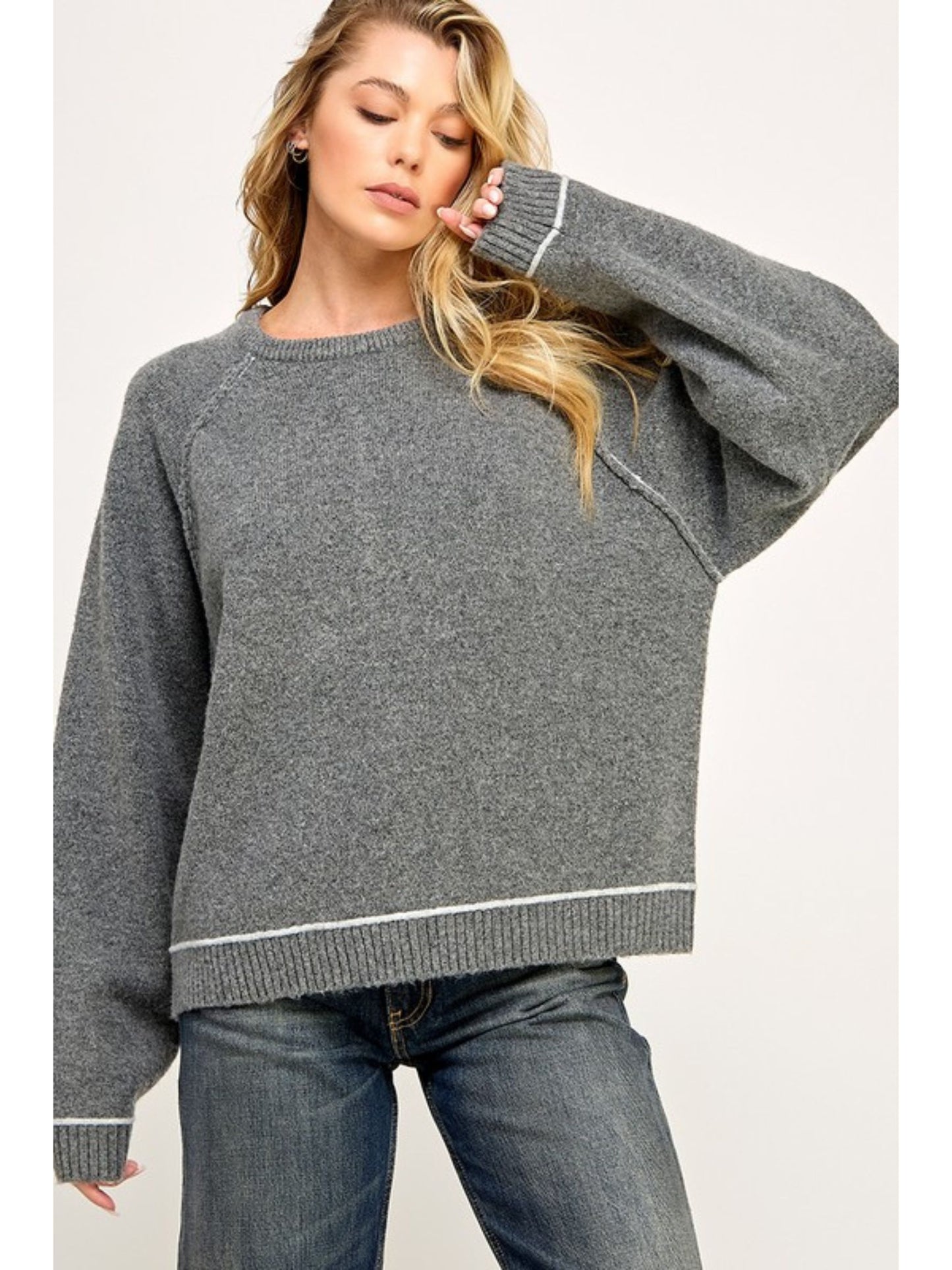 Speckled Ribbed Knit Sweater