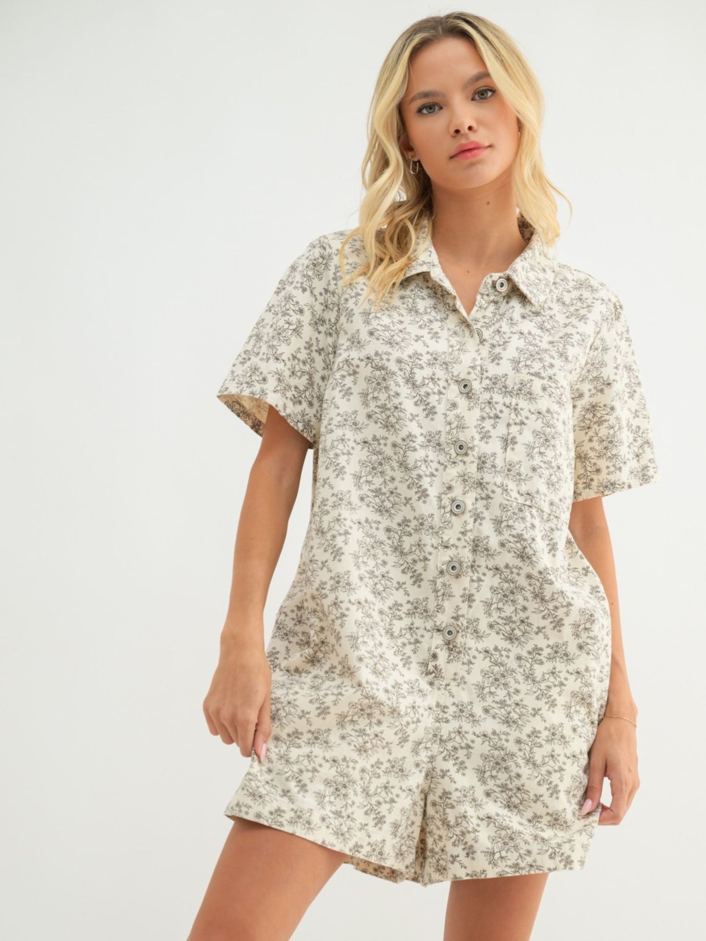 Juliet Floral Button-up Romper