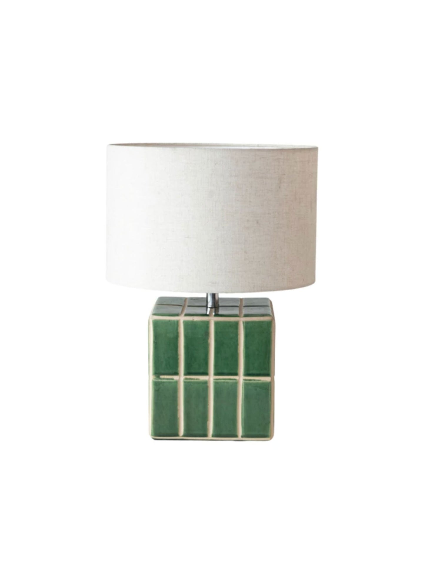 Ceramic Tiled Table Lamp w/ Linen Shade (Pick Up Only)