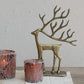 Cast Aluminum Reindeer on Base, Antique Gold Finish