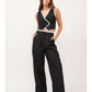 Contrast Double Button Pants