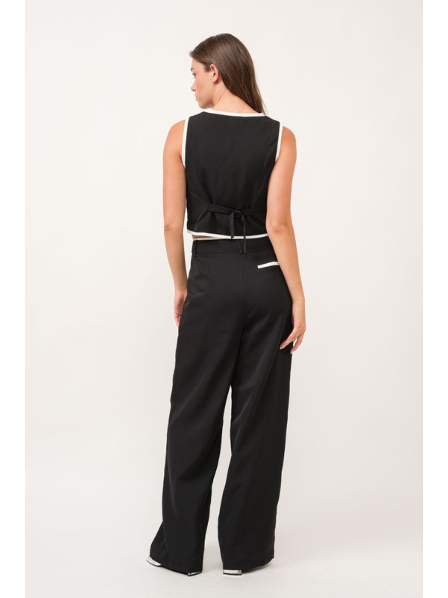 Contrast Double Button Pants