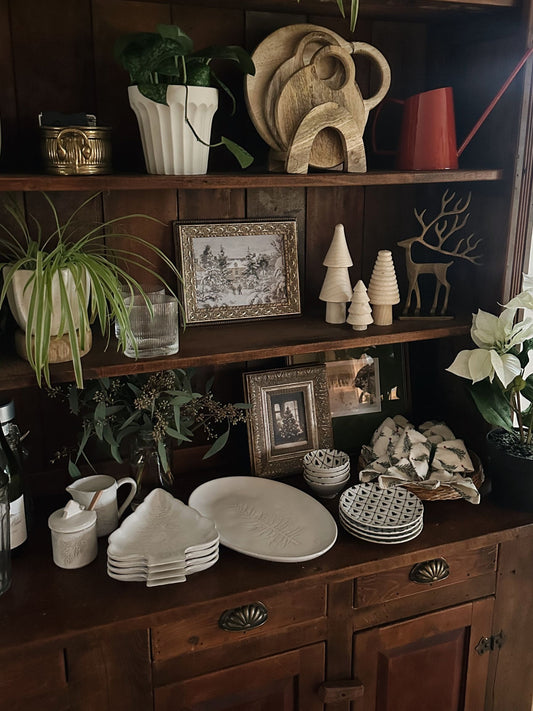 Oval Debossed Stoneware Platter w/ Tree Design