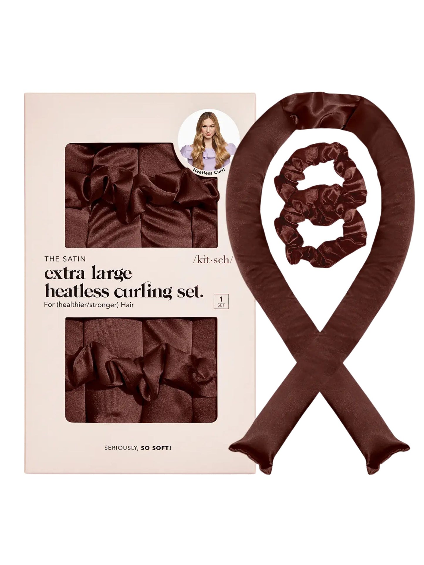 Xl Satin Heatless Curling Set - Chocolate