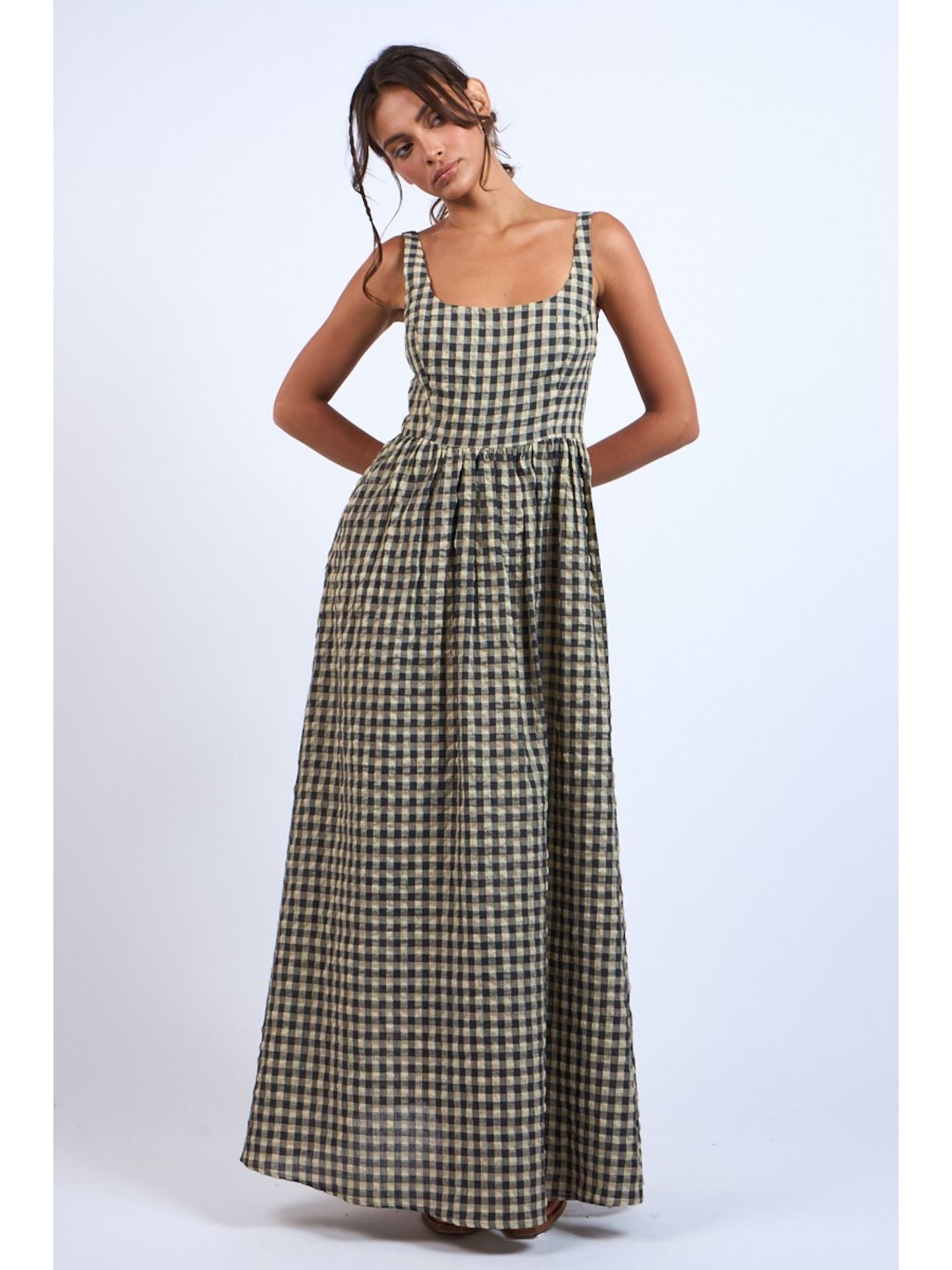 Checker Print Maxi Dress