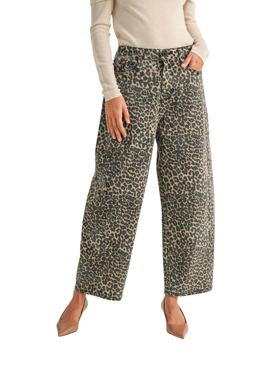 Leopard Print Barrel Pants